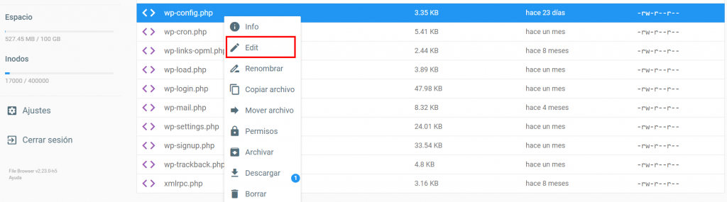 Archivo wp-config.php