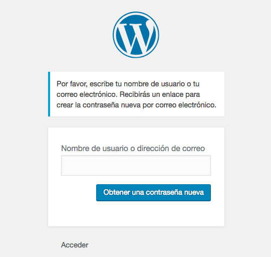 El botón obtener nueva contraseña.