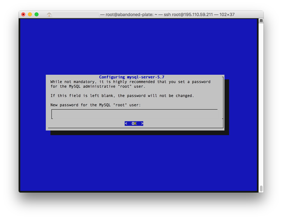 Estableciendo contraseña para MySQL