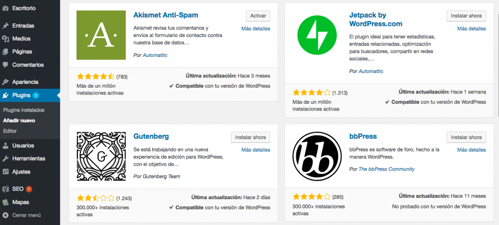 Directorio de plugins de WordPress