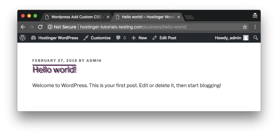 ejemplo de css personalizado en wordpress