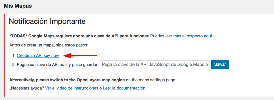Creando una clave de API.