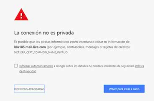 Un error de Chrome SSL.