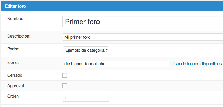 Configurando el orden del foro.