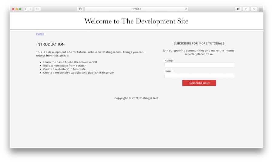 Aspecto final de nuestro sitio web tutorial