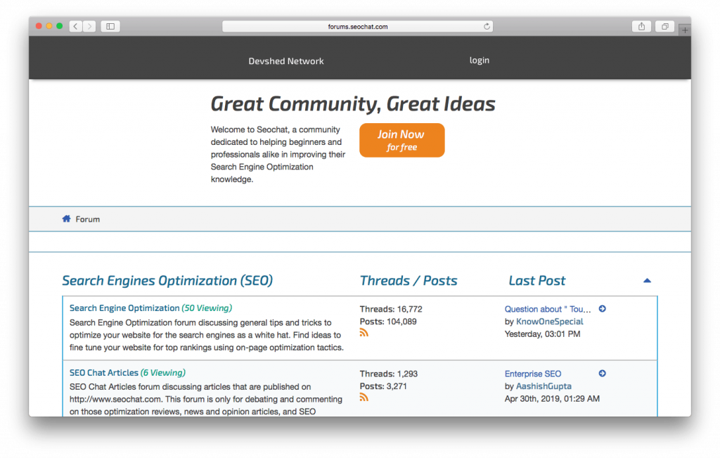 Foros de chat de SEO