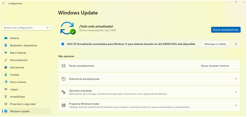 Verificar si windows está actualizado