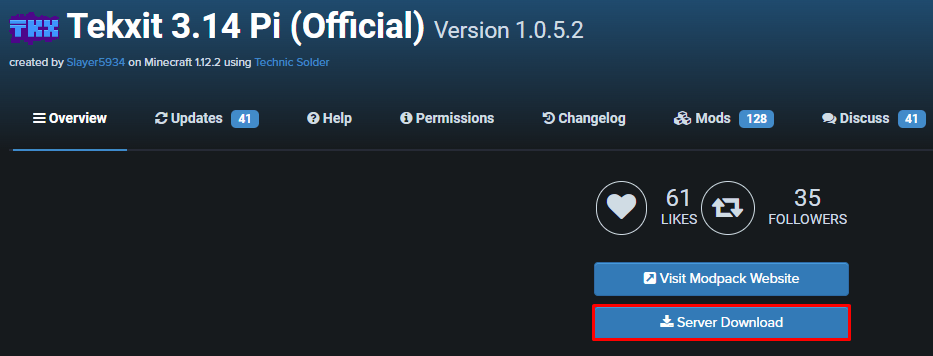Botón de descarga de tekxit modpack