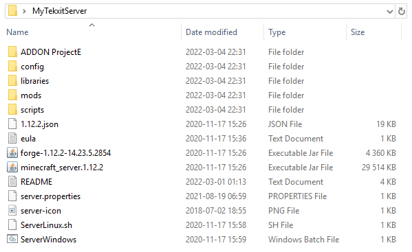 Visualización de la carpeta donde esta el modpack