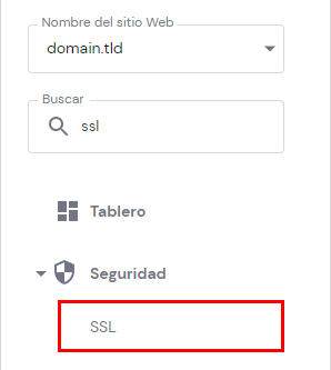 El botón SSL en hPanel
