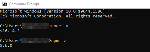 Ventana de ejecución del comando en el símbolo del sistema