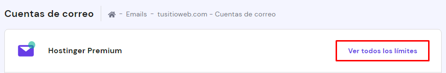 Ver límites del plan de correo de hPanel