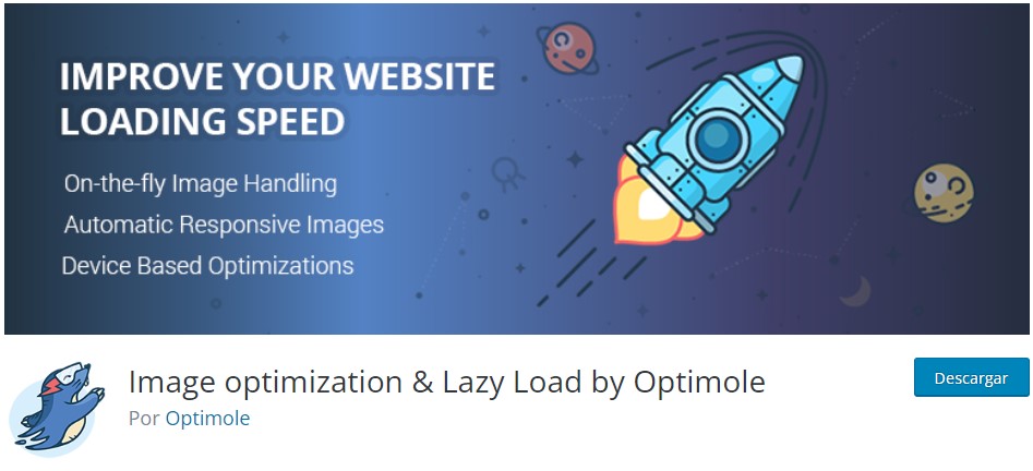 Página de descarga del plugin desarrollado por Optimole