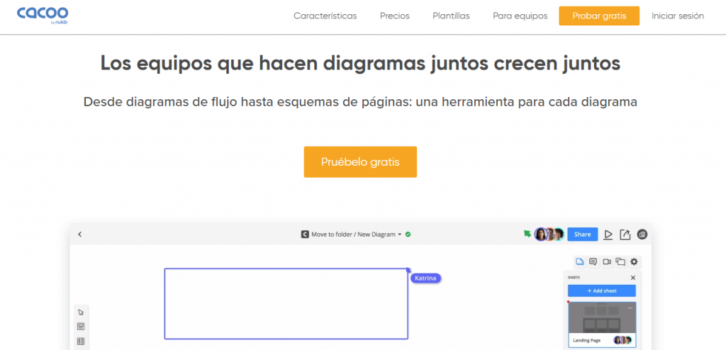 Página de inicio de Cacoo