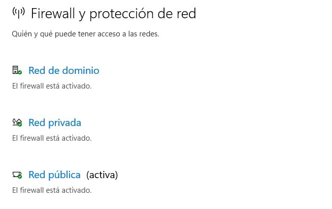Previsualización de la ventana para desactivar el firewall de windows