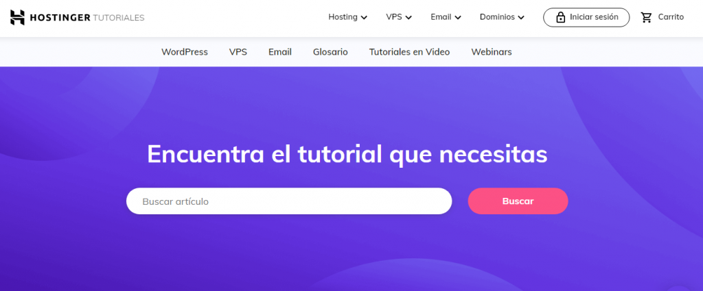 Página de tutoriales de Hostinger