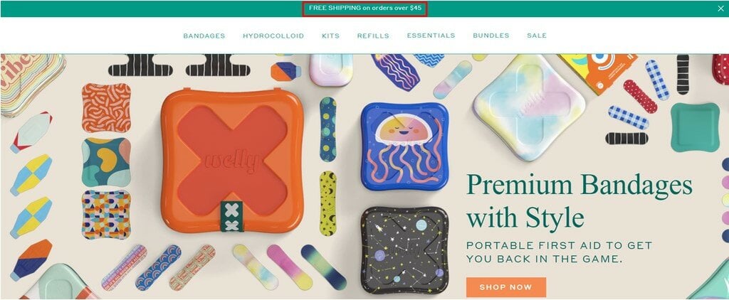 Ejemplo de una página web que ofrece envío gratuito.