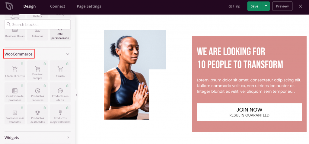 Bloques de WooCommerce en SeedProd