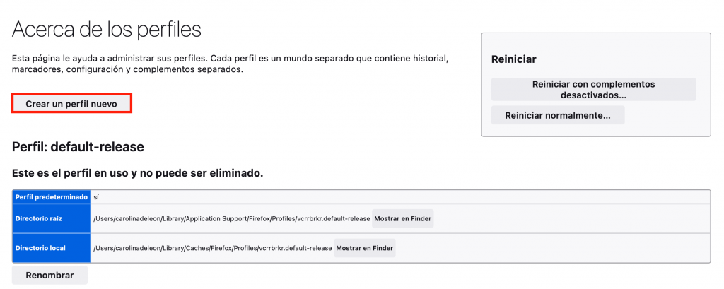 Crear un nuevo perfil en Firefox