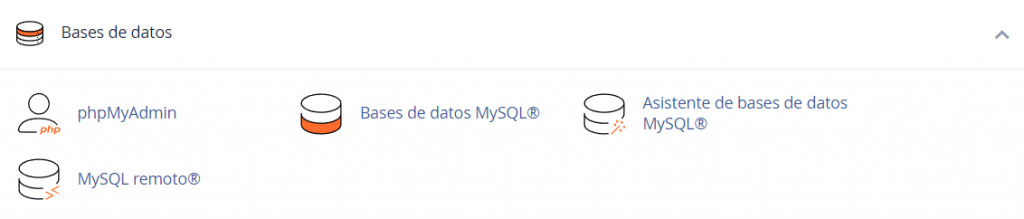Funciones de gestión de base de datos cPanel