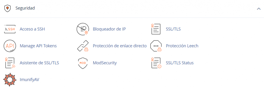 Funciones de seguridad de cPanel