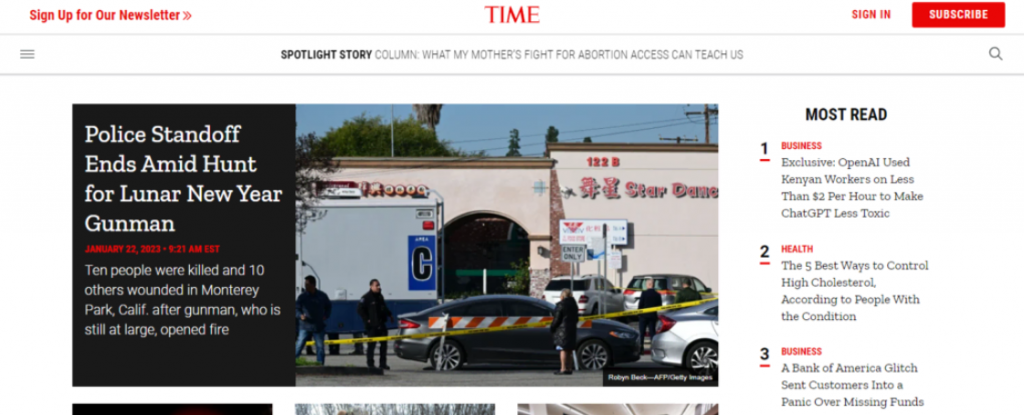 Sitio web de noticias TIME