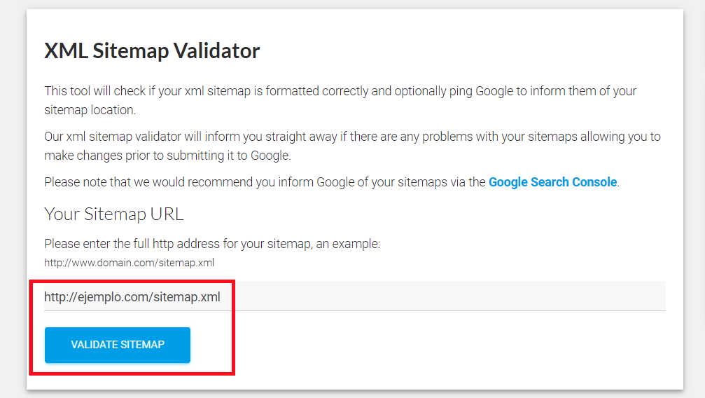 Validador de sitemaps
