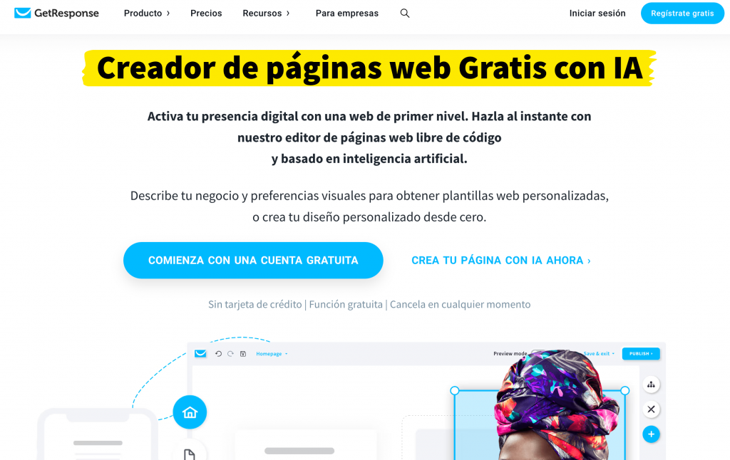 Creador de sitios web Getresponse