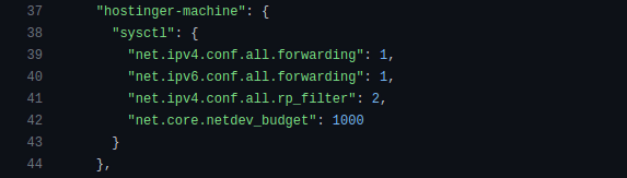Configuración de código de Hostinger para hoster-machine