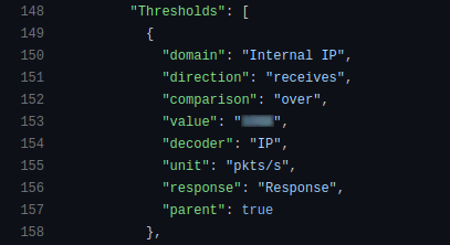 Configuración de Hostinger para el umbral para detectar un ataque.