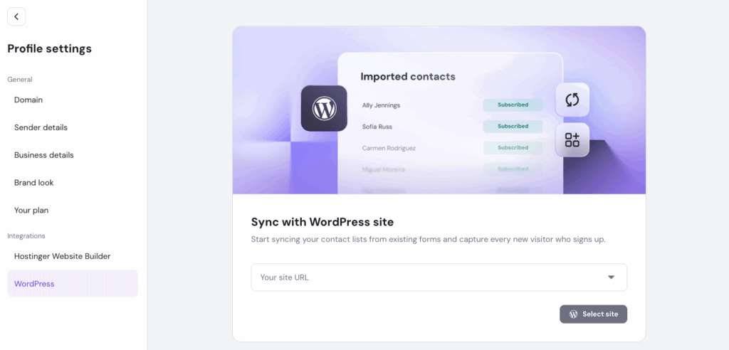 Sync Hostinger Reach with your WordPress site.