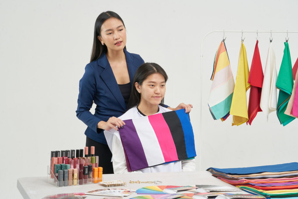 Amanda doing a color analysis session with a client