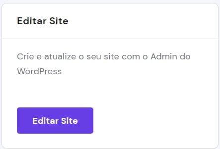 A opção de editar o site ou seu banco de dados no WordPress → Visão geral → Painel