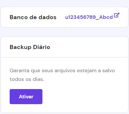 A opção para ativar backups diários no WordPress → Overview → Dashboard