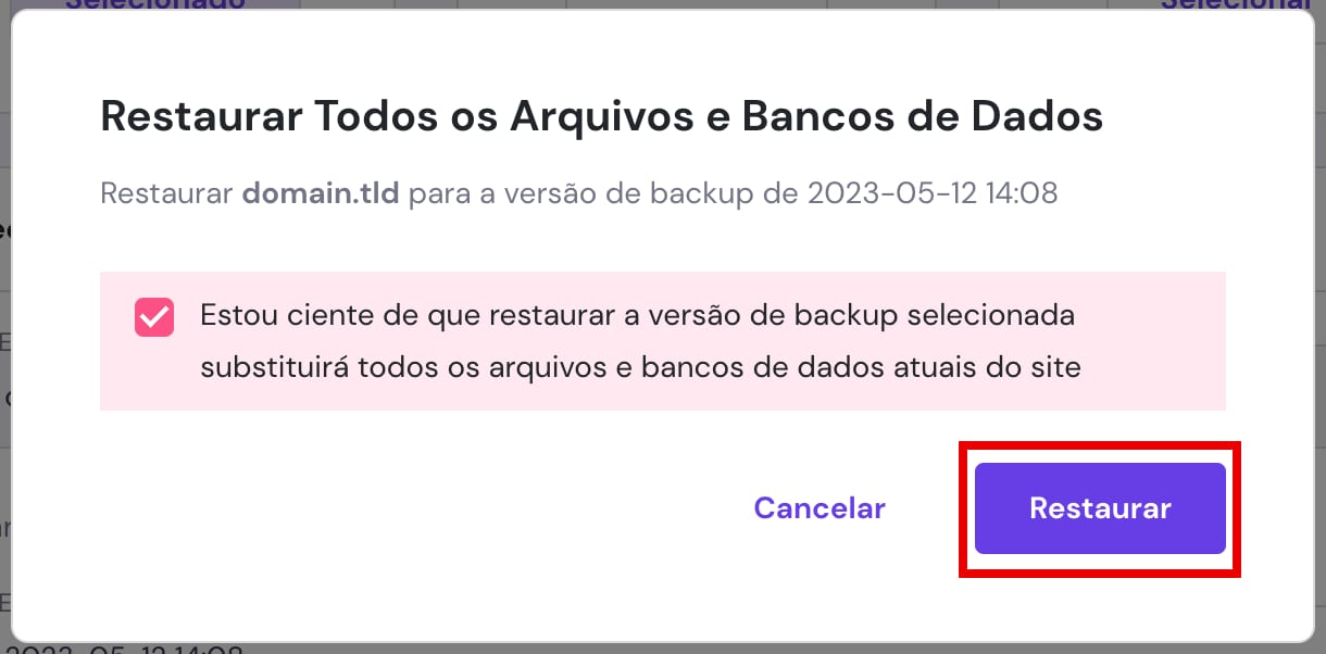 Restaurar um site inteiro
