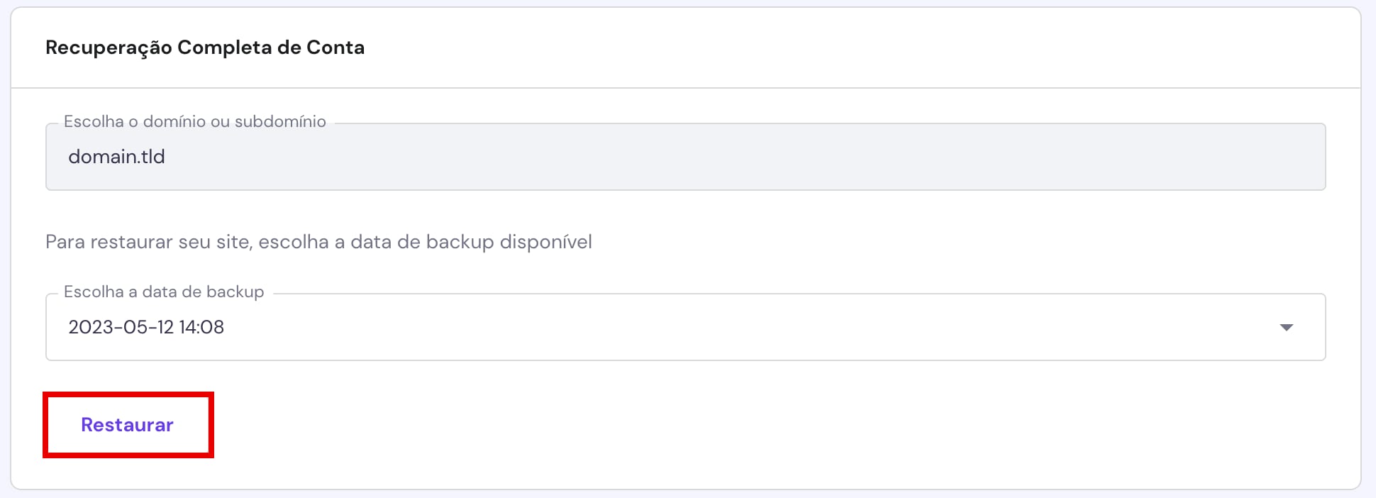 Restauração de um site inteiro, incluindo arquivos e banco de dados do site