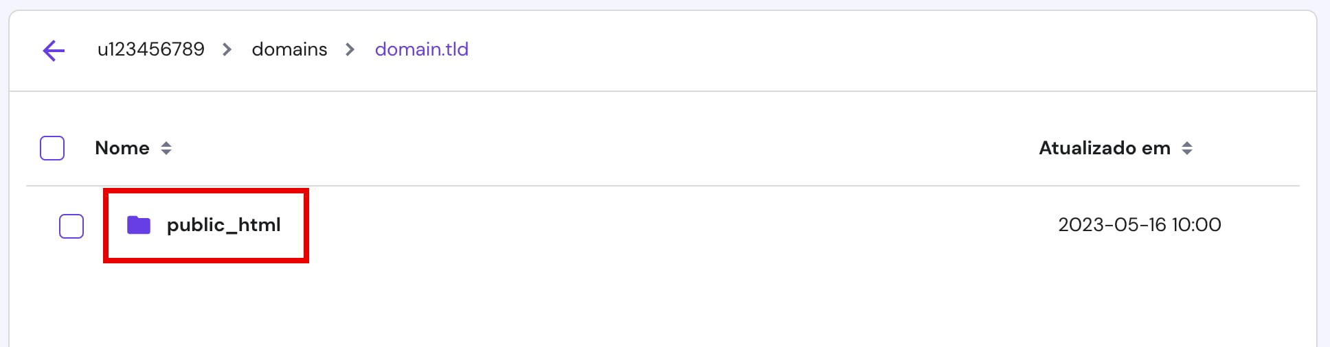 Como acessar a pasta public_html de um site