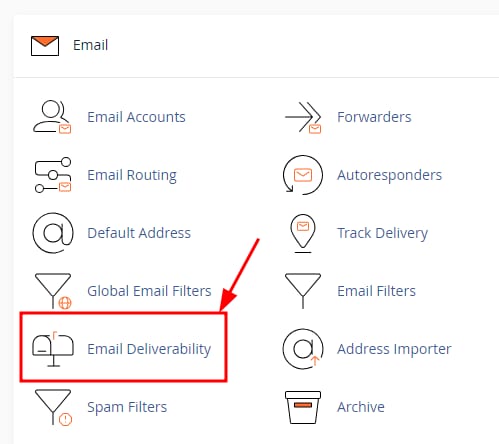 A opção de capacidade de entrega de e-mail cPanel