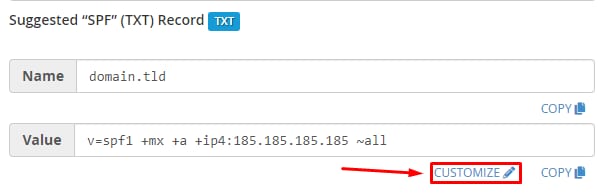 O registro SPF sugerido e como personalizá-lo