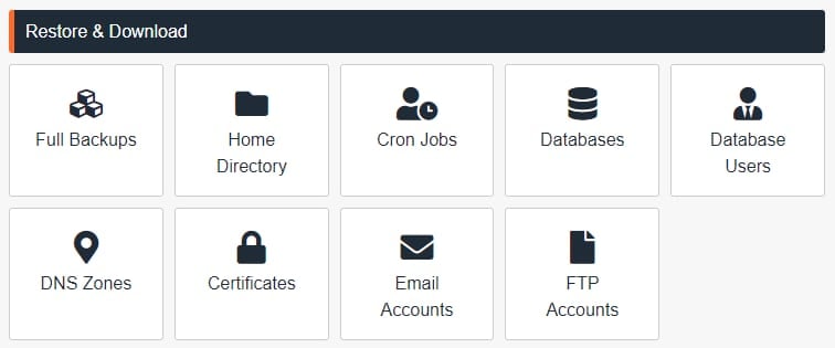 The JetBackup 5 restoring options