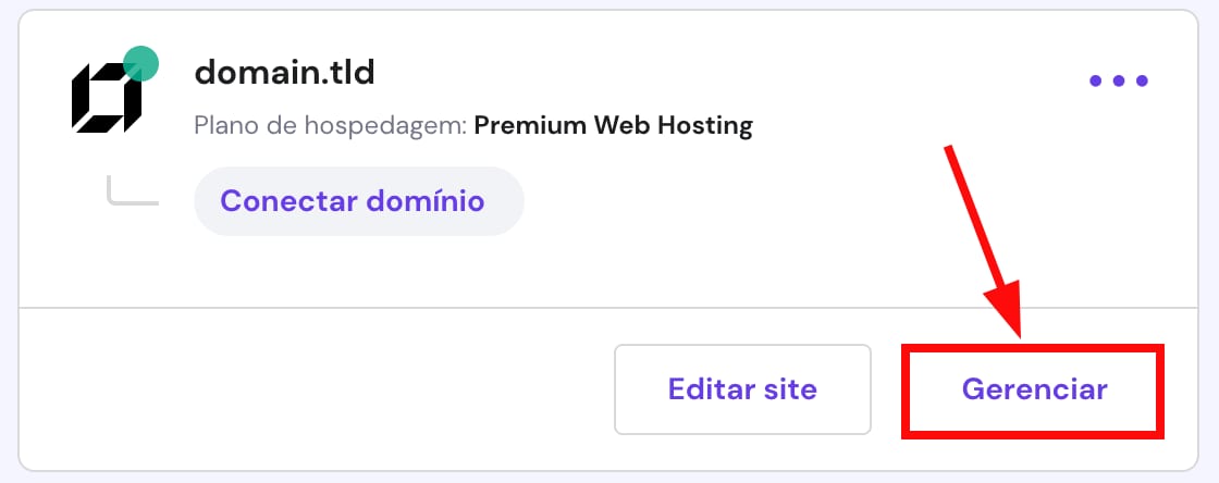 O botão para acessar a área de gerenciamento do site