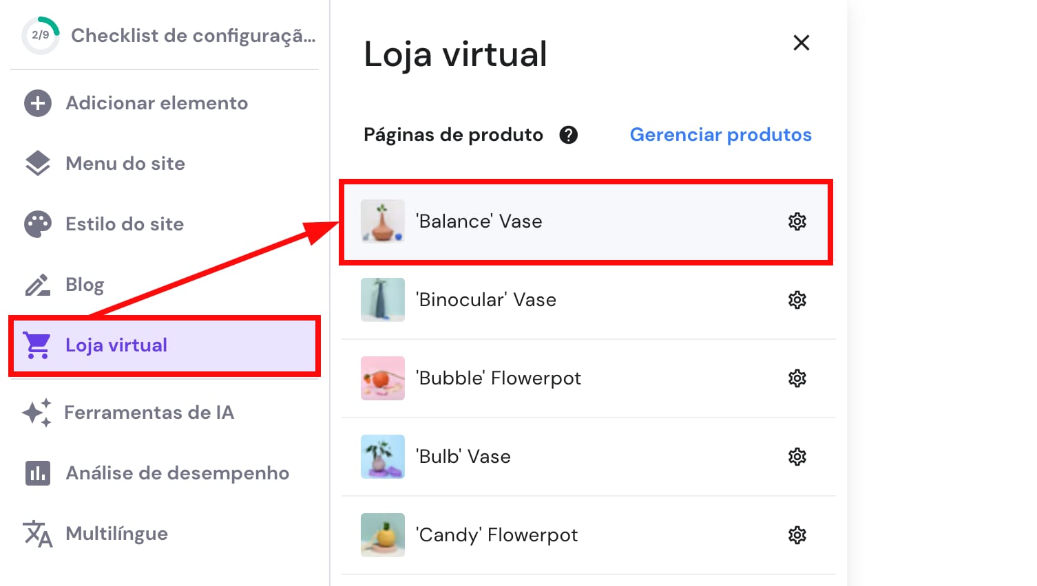 Acesso a uma página de produto