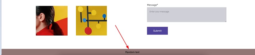 Um banner com texto estático na parte inferior de um site