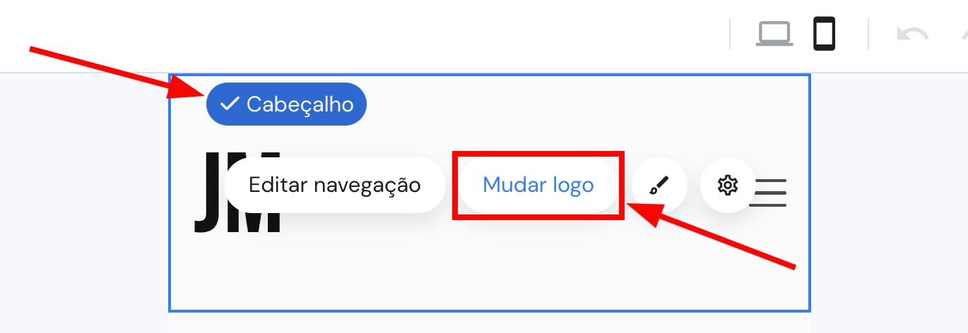 Abrir as configurações do logotipo