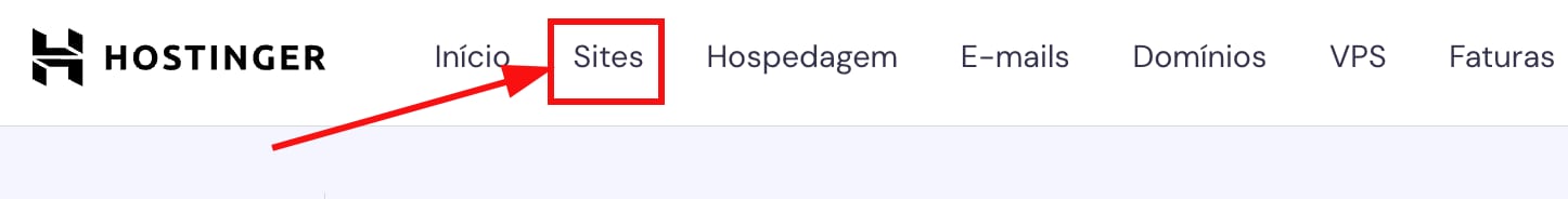 A seção de sites da Hostinger