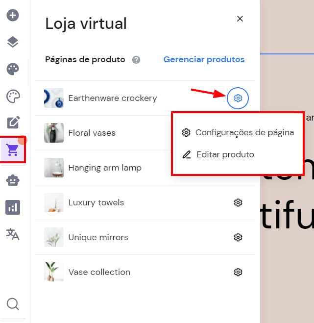 Editor do Criador de Sites