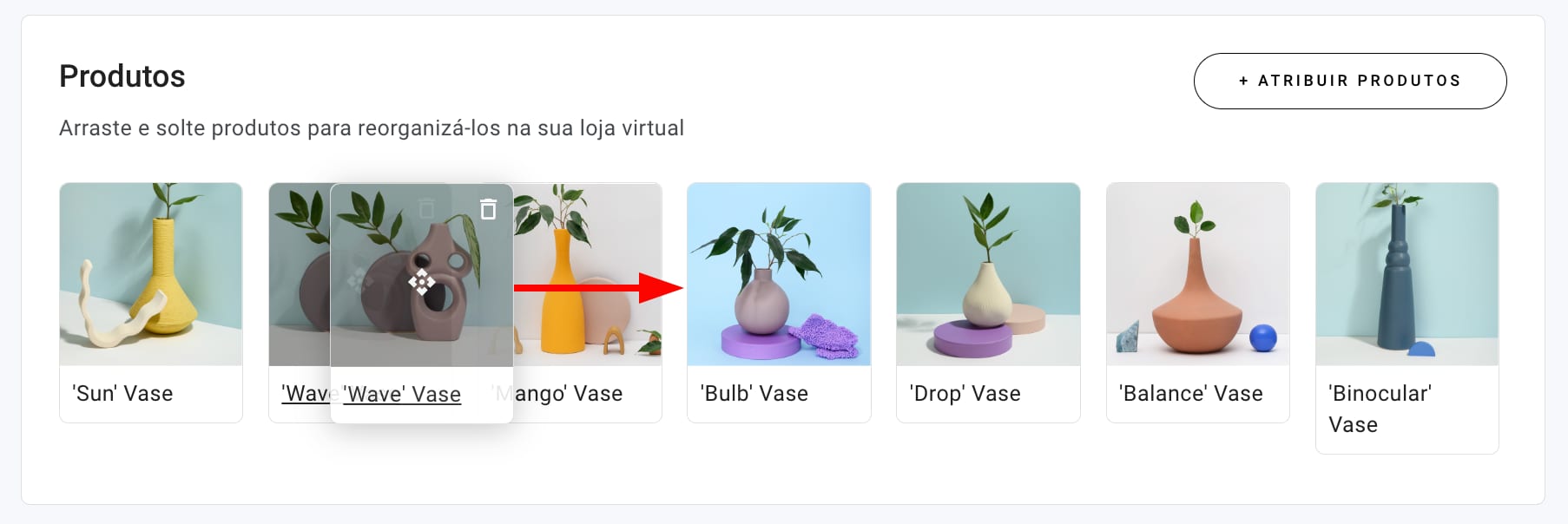 Reorganização de produtos em uma ordem preferencial