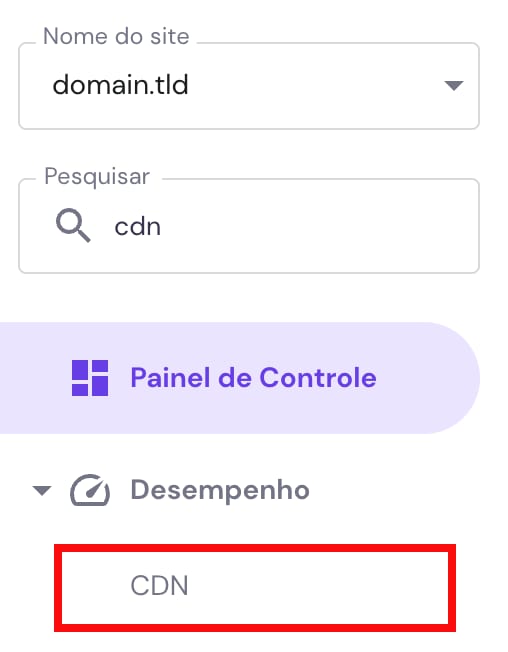 A opção CDN no painel de controle de hospedagem