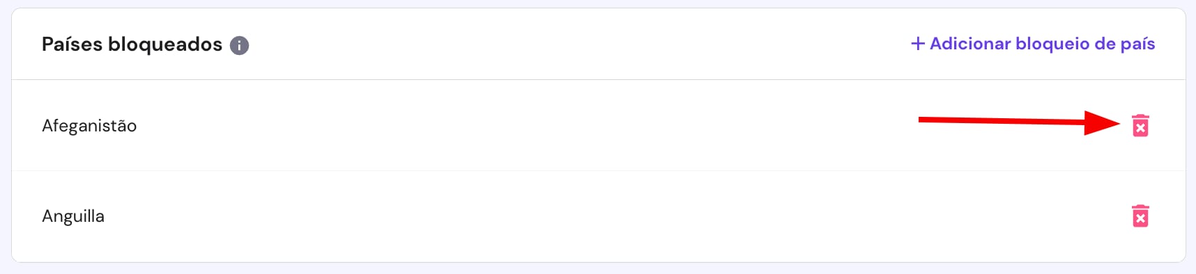Remoção de um bloqueio de país