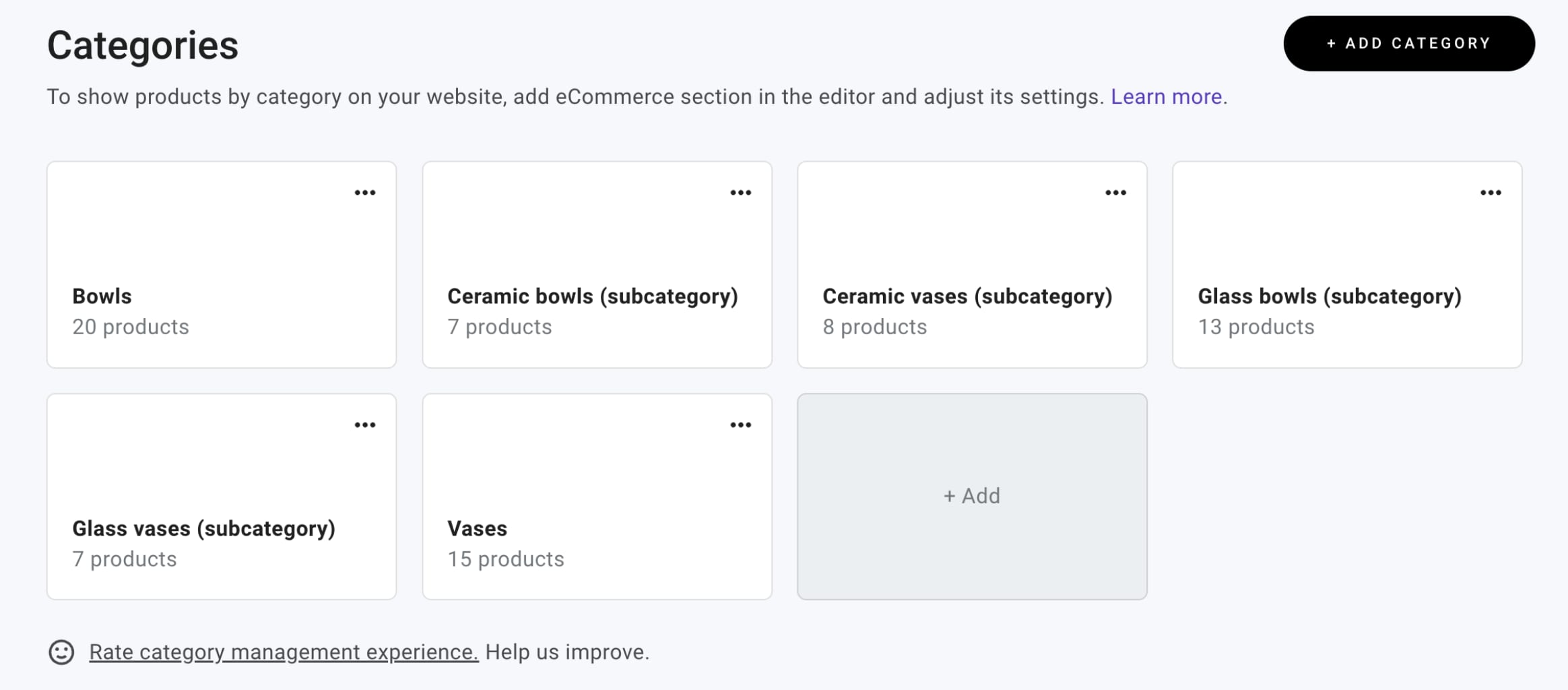 Categorizando produtos no Hostinger Website Builder